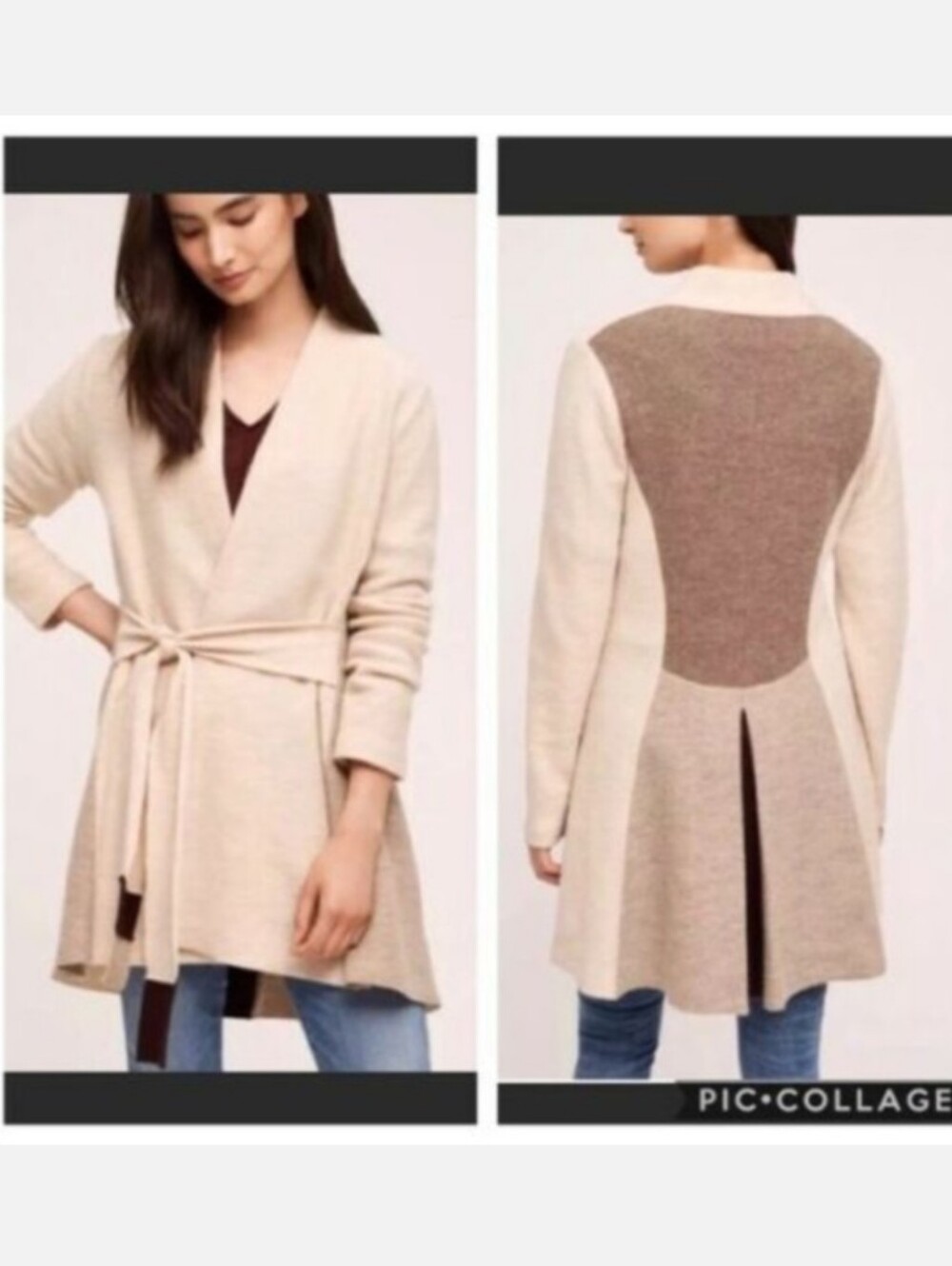 Anthropologie Rosie Neira Denisse Wool Tie-Front Open Cardigan Sweater Size S